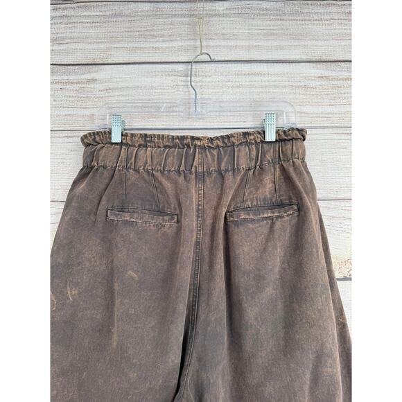 Oli & Hali Mineral Washed High Waist Pleated Barrel Pants Womens L Brown - Picture 4 of 14